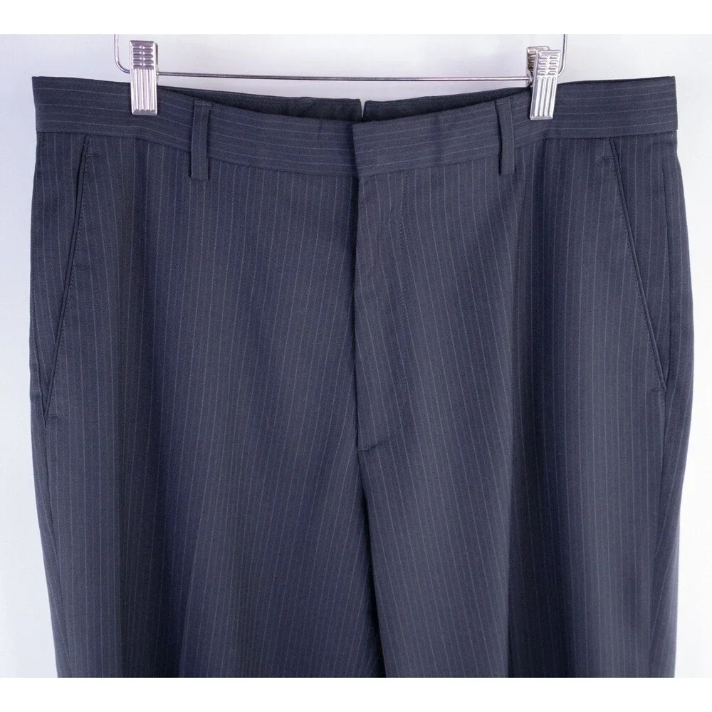 Banana Republic 2-Pcs Stripped Blue Classic Wool Suit Jacket Sz 42R Pants 36X30